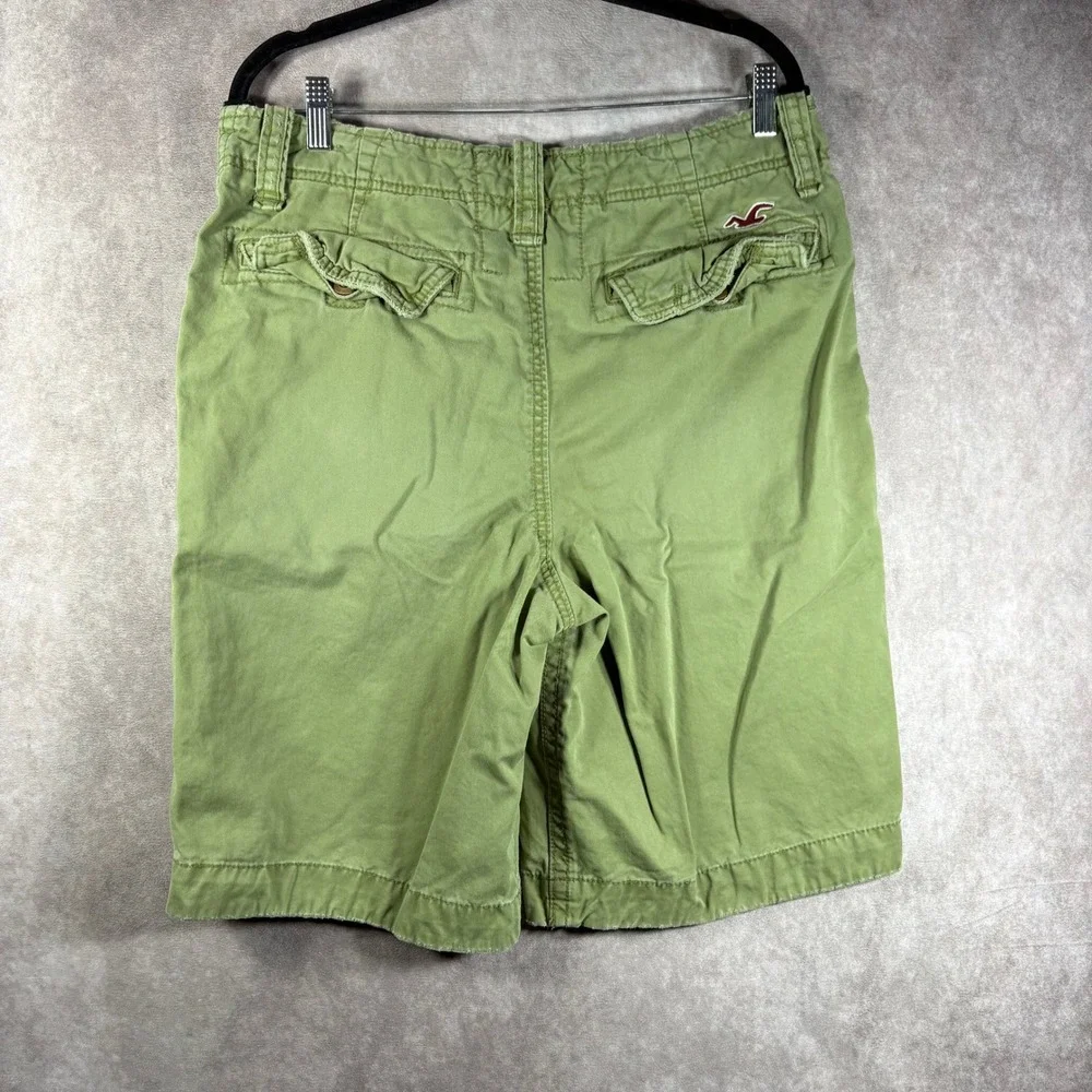 Hollister Shorts Men 30 Green Classic Fit Cotton Twill Chino Casual Cargo Pocket